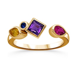 Bezel-Set Mixed-Shape Open Birthstone Ring (4 Stones)