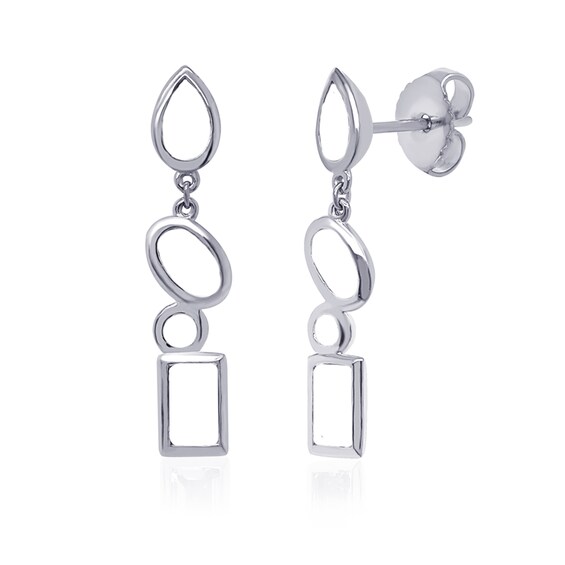 Bezel-Set Mixed-Shape Birthstone Drop Earrings (4 Stones)