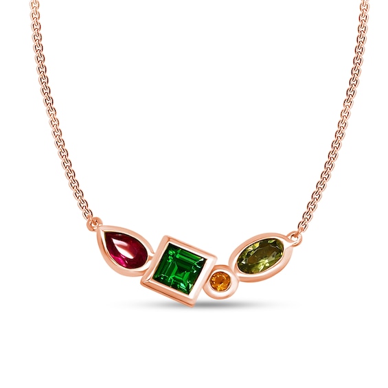 Bezel-Set Mixed-Shape Birthstone Necklace