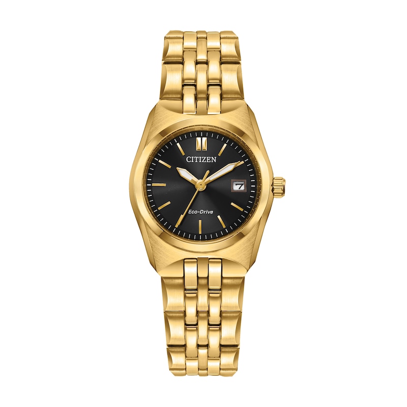 Main Image 1 of Ladies’ Citizen Eco-Drive® Corso Gold-Tone IP Analog Watch with Black Dial (Model: EW2293-56E)