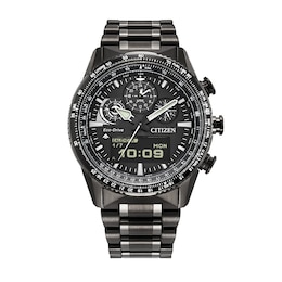 Men’s Citizen Eco-Drive® Promaster Skyhawk A-T Hybrid Chronograph Watch with Black Dial (Model: JV2005-58E)
