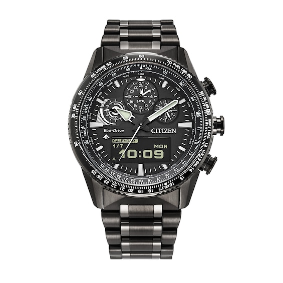 Menâs Citizen Eco-DriveÂ® Promaster Skyhawk A-T Hybrid Chronograph Watch with Black Dial (Model: Jv2005-58E)