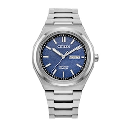 Unisex Citizen Eco-Drive® Sport Luxury Zenshin Super Titanium™ Analog Watch with Blue Dial (Model: AW0130-85L)