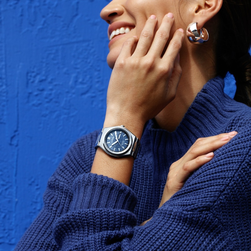 Main Image 4 of Unisex Citizen Eco-Drive® Sport Luxury Zenshin Super Titanium™ Analog Watch with Blue Dial (Model: AW0130-85L)