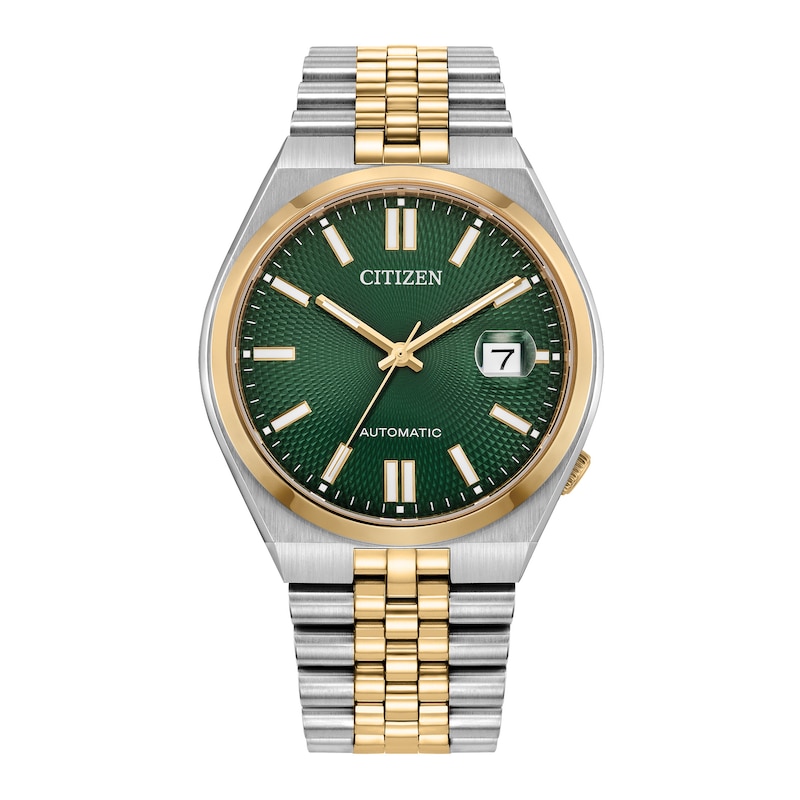 Main Image 1 of Men's Citizen® Tsuyosa Two-Tone IP Automatic Analog Watch with Green Dial (Model: NK0024-54X)