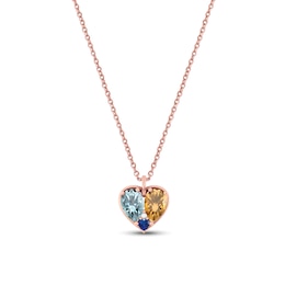 Simulated Birthstone and Diamond Accent Heart Necklace (3 Stones)