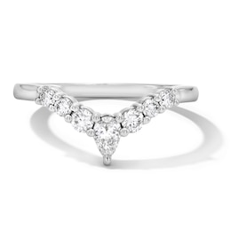 3/8 CT. T.W. Pear-Shaped Certified Lab-Grown Diamond Contour Band in 14K White Gold (F/VS2)