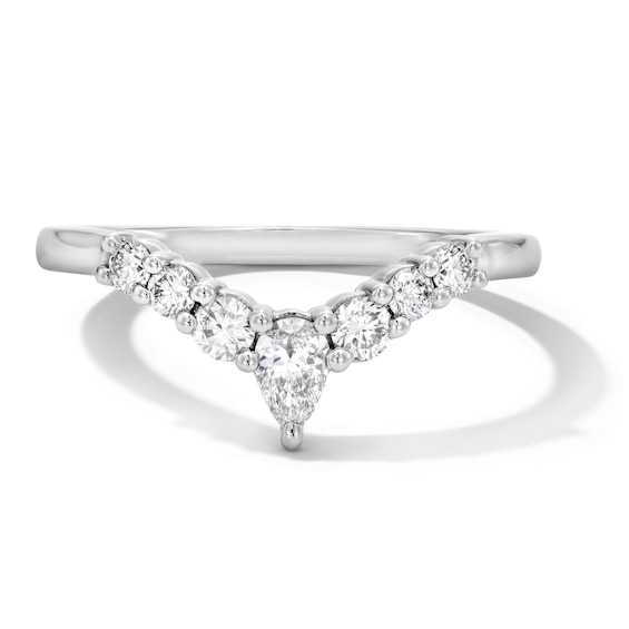 3/8 CT. T.w. Pear-Shaped Certified Lab-Grown Diamond Contour Band in 14K White Gold (F/Vs2)