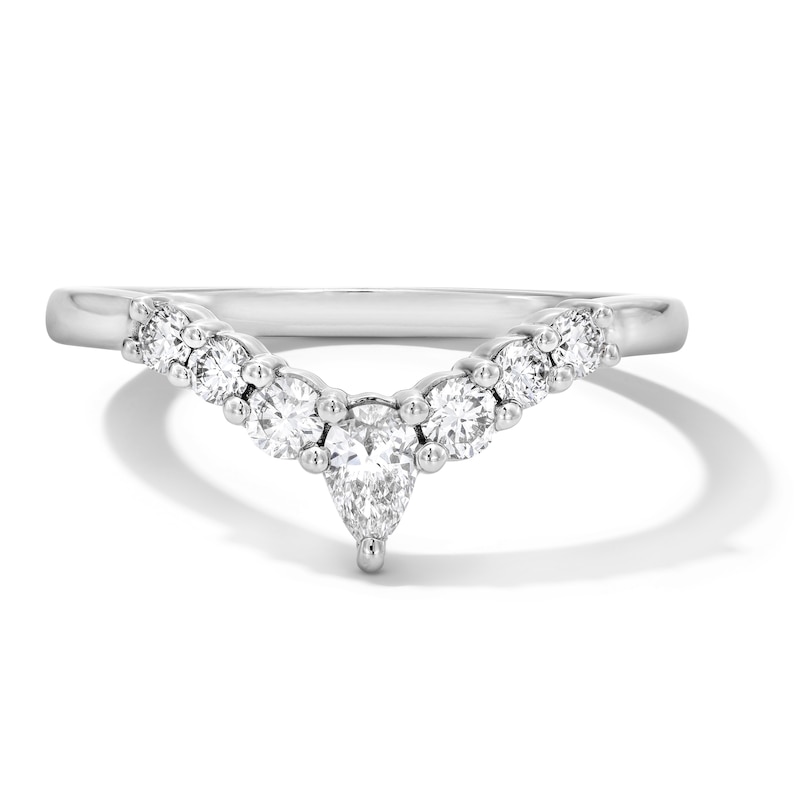 Main Image 1 of 3/8 CT. T.W. Pear-Shaped Certified Lab-Grown Diamond Contour Band in 14K White Gold (F/VS2)