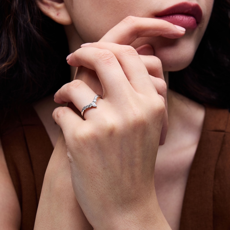 Main Image 2 of 3/8 CT. T.W. Pear-Shaped Lab-Grown Diamond Contour Band in 14K White Gold (F/VS2)