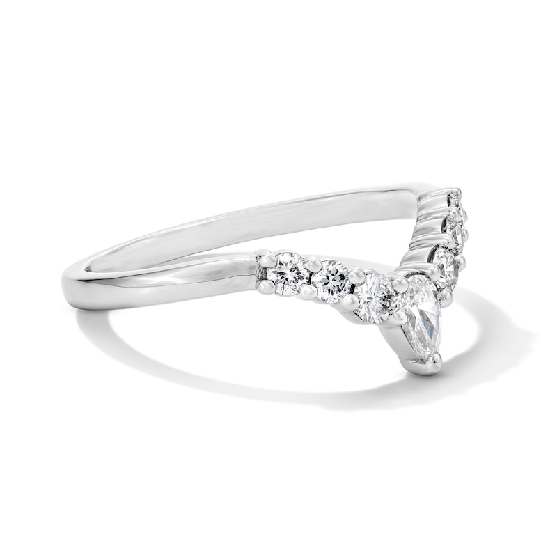 Main Image 4 of 3/8 CT. T.W. Pear-Shaped Lab-Grown Diamond Contour Band in 14K White Gold (F/VS2)