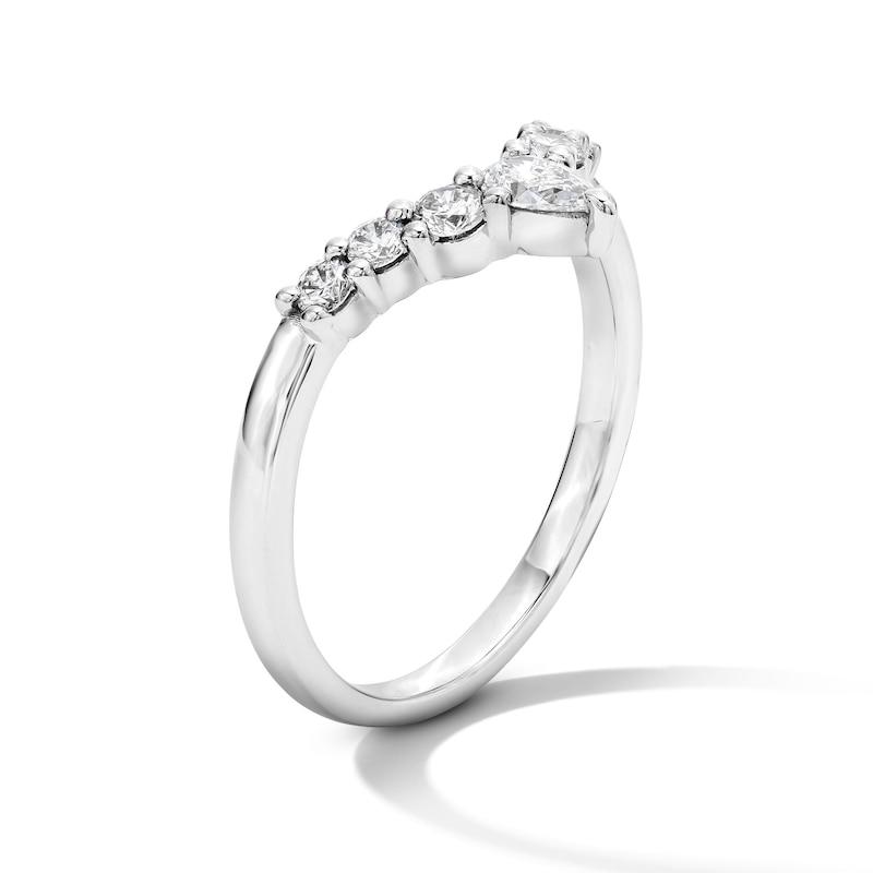 Main Image 5 of 3/8 CT. T.W. Pear-Shaped Lab-Grown Diamond Contour Band in 14K White Gold (F/VS2)