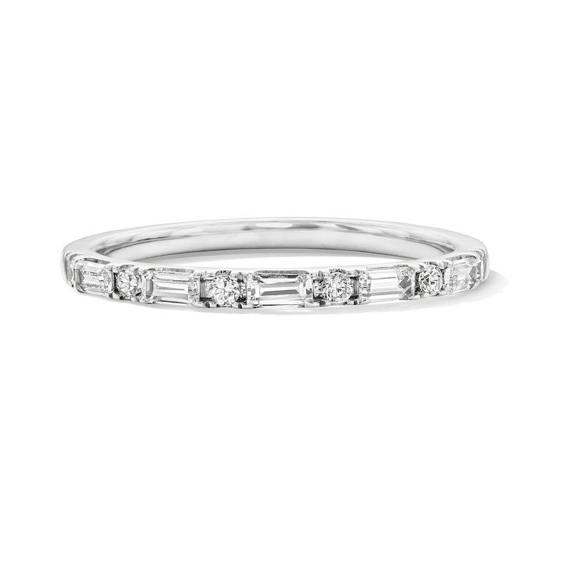 Main Image 1 of 1/3 CT. T.W. Baguette-Cut Certified Lab-Grown Diamond Contemporary Band in 14K White Gold (F/VS2)