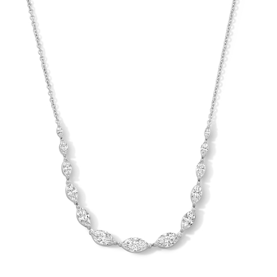 2 CT. T.w. Marquise-Cut Certified Lab-Grown Diamond Graduated Curved Necklace in 10K White Gold (F/Vs2)