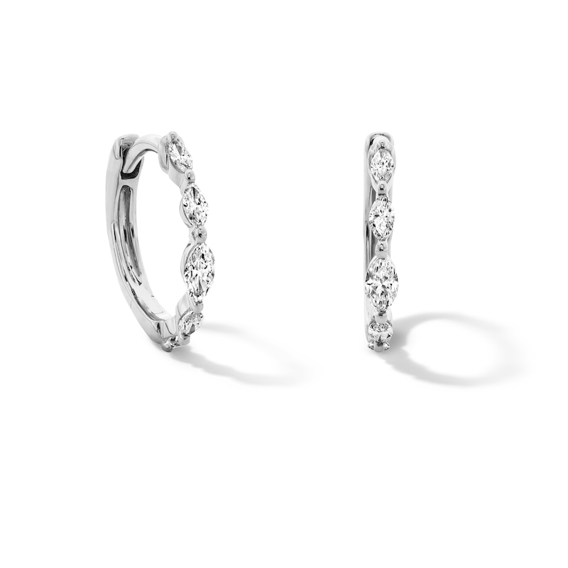 Main Image 1 of 1/4 CT. T.W. Marquise-Cut Certified Lab-Grown Marquise Diamond Hoop Earrings in 10K White Gold (F/VS2)