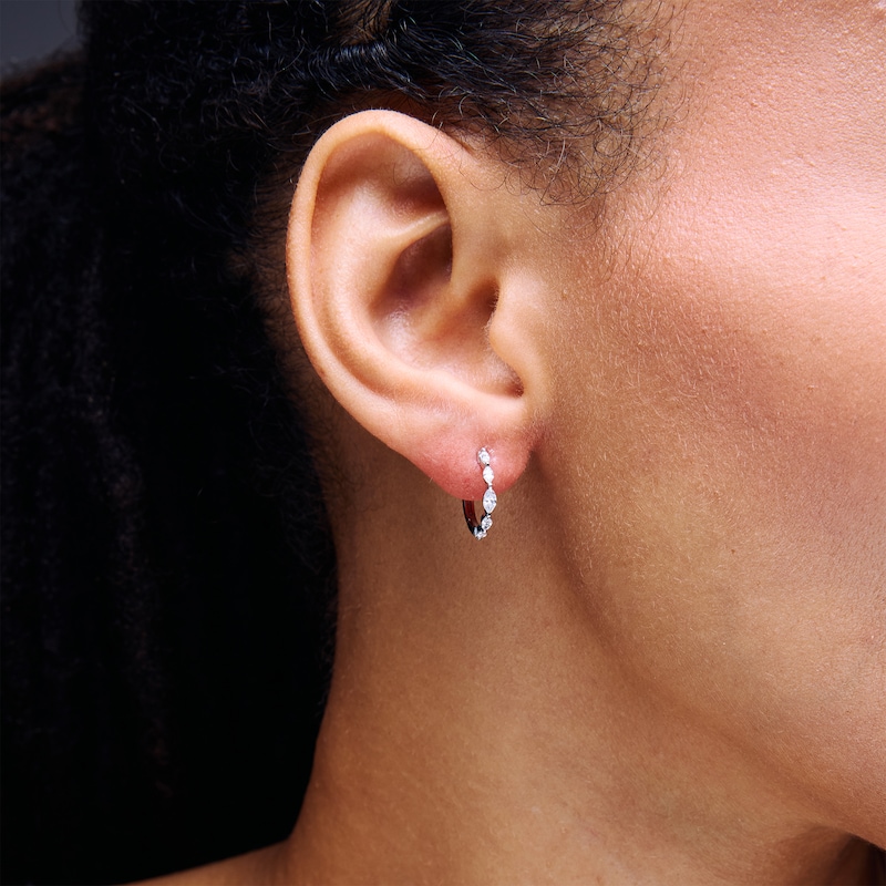 Main Image 2 of 1/4 CT. T.W. Marquise-Cut Certified Lab-Grown Marquise Diamond Hoop Earrings in 10K White Gold (F/VS2)