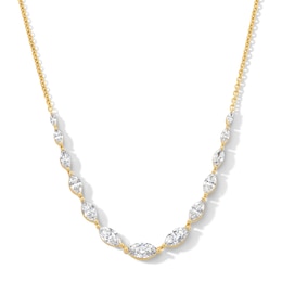 2 CT. T.W. Marquise-Cut Certified Lab-Grown Diamond Graduated Curved Necklace in 10K Gold (F/VS2)