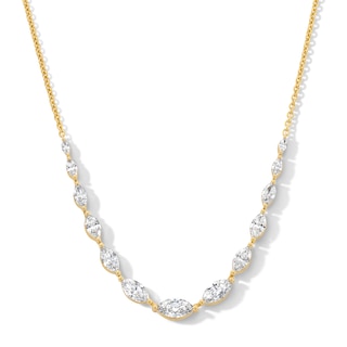 2 CT. T.W. Marquise-Cut Lab-Grown Diamond Graduated Curved Necklace in 10K Gold (F/VS2)