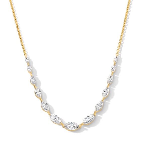 2 CT. T.w. Marquise-Cut Certified Lab-Grown Diamond Graduated Curved Necklace in 10K Gold (F/Vs2)
