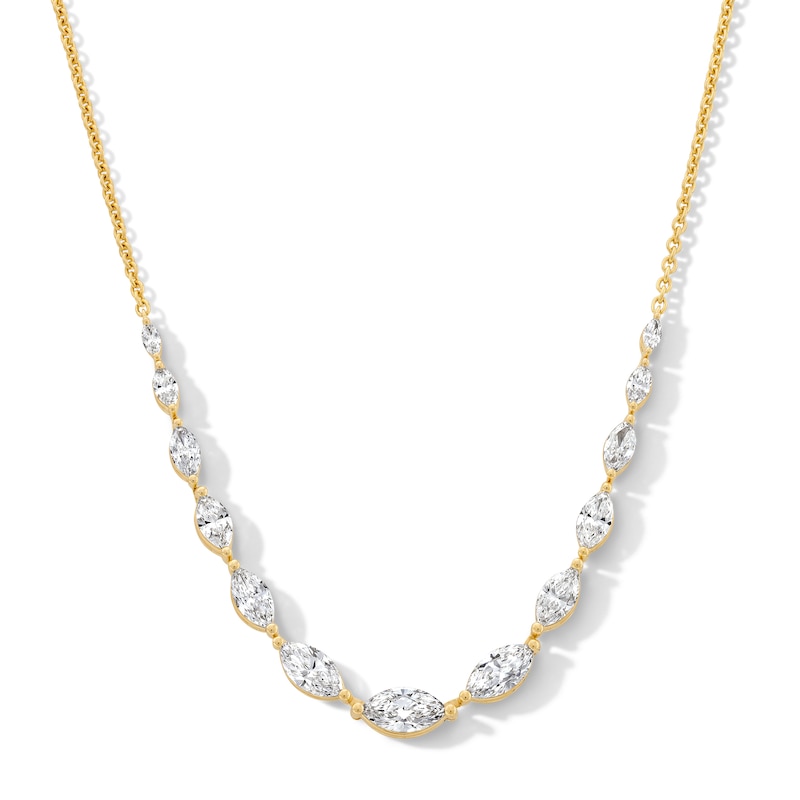 Main Image 1 of 2 CT. T.W. Marquise-Cut Certified Lab-Grown Diamond Graduated Curved Necklace in 10K Gold (F/VS2)