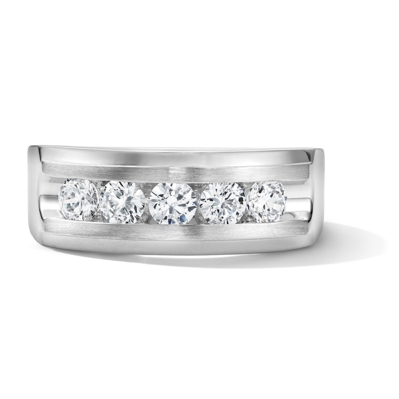 Main Image 1 of 1 CT. T.W. Certified Lab-Grown Diamond Five-Stone Band in 10K White Gold (F/VS2)