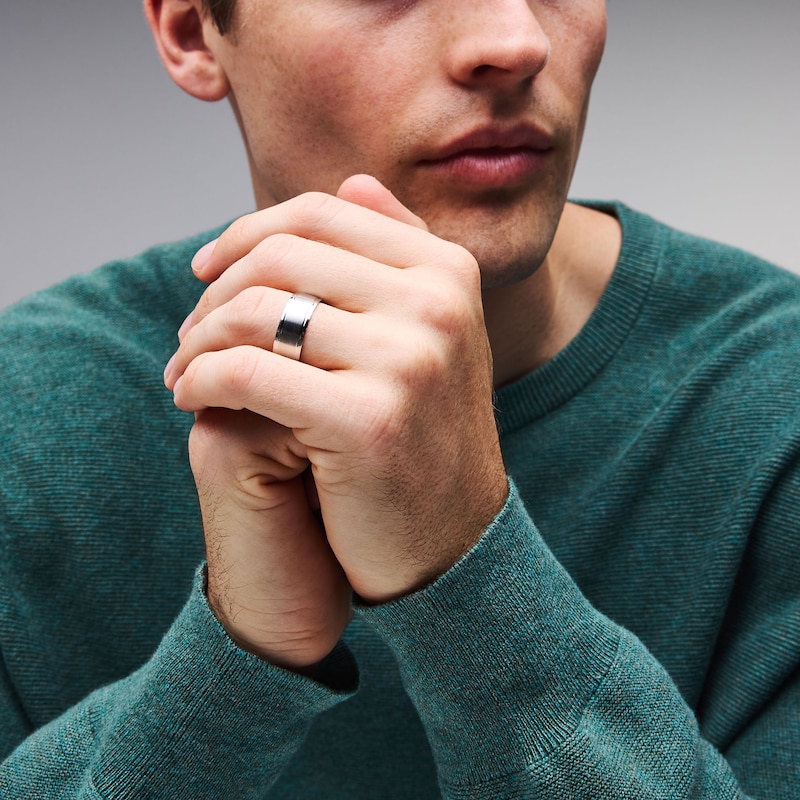 Main Image 2 of 8.0mm Engravable Wedding Band in Platinum (1 Line)