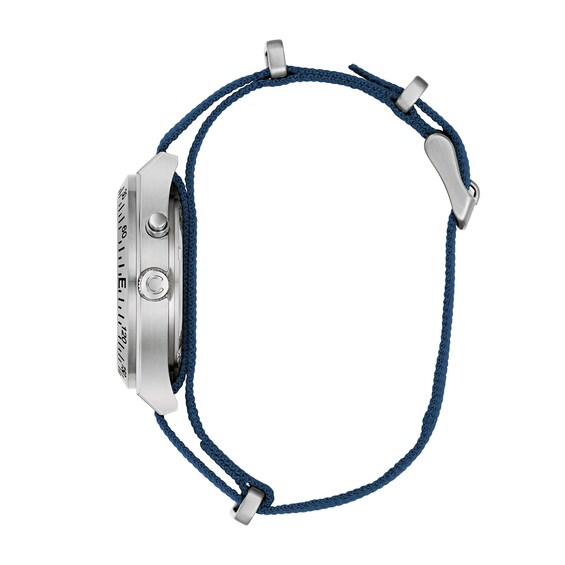 Menâs Caravelle by Bulova Traditional Lite Up Analog Watch with Blue Dial and Compass Bezel (Model: 43C126)
