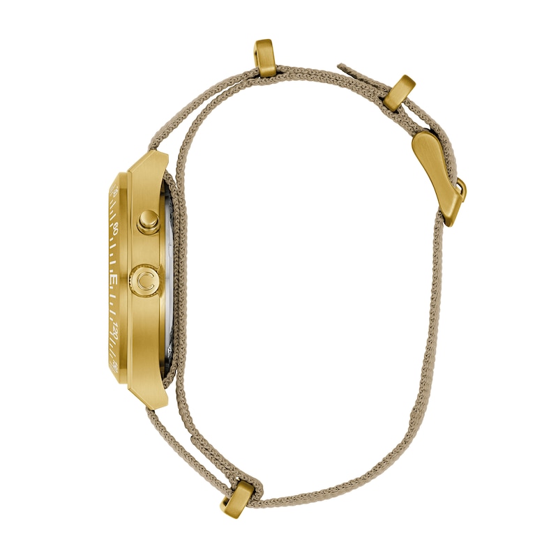 Main Image 3 of Men’s Caravelle by Bulova Traditional Lite Up Gold-Tone IP Analog Watch with Taupe Dial and Compass Bezel (Model: 44C113)