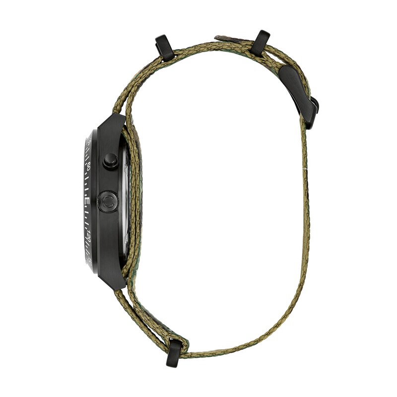 Main Image 3 of Men’s Caravelle by Bulova Traditional Lite Up Black IP Analog Watch with Green Dial and Compass Bezel (Model: 45C121)