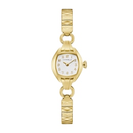 Ladies’ Caravelle by Bulova Gold-Tone IP Vintage Dress Classic Analog Watch with Silver-Tone Dial (Model: 44L267)