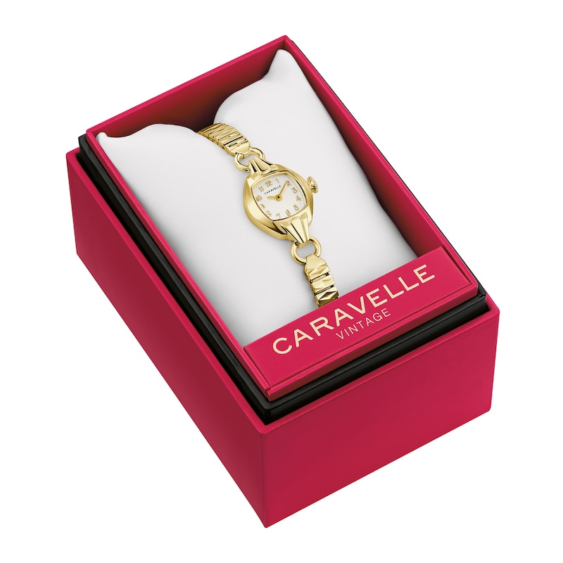 Main Image 4 of Ladies’ Caravelle by Bulova Gold-Tone IP Vintage Dress Classic Analog Watch with Silver-Tone Dial (Model: 44L267)