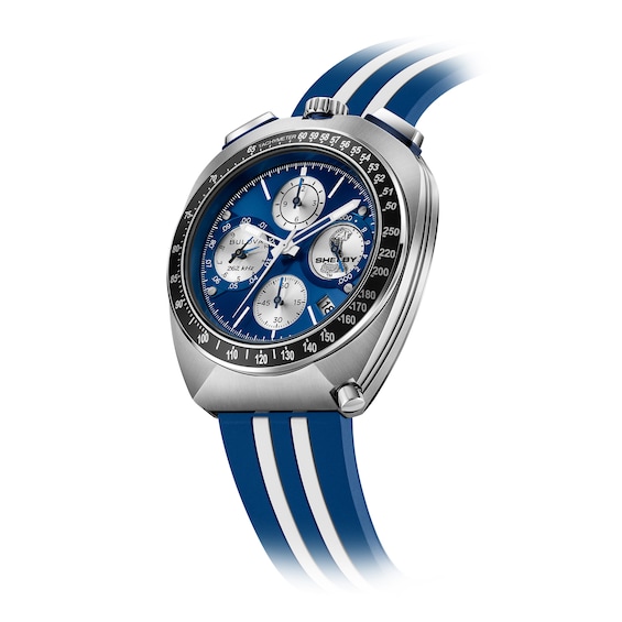 Menâs Bulova 150th Anniversary Limited Edition Shelby Chronograph Watch with Blue Dial (Model: 98B452)