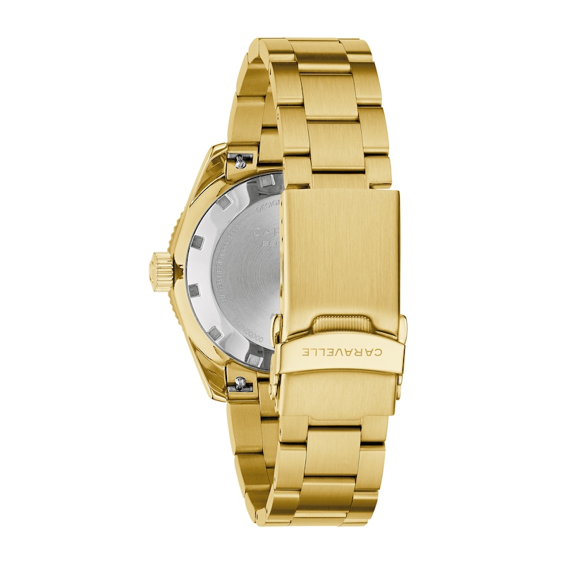 Main Image 3 of Men’s Caravelle by Bulova Vintage Sport Sea Hunter Gold-Tone IP Automatic Watch with Green Dial (Model: 44B128)