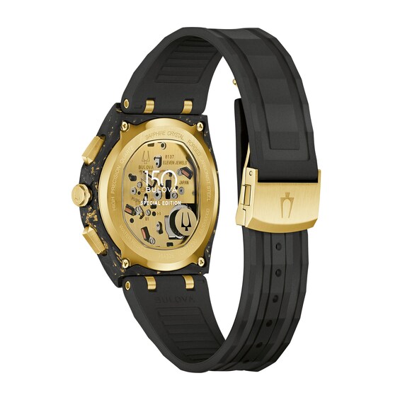 Men’s Bulova 150th Anniversary Special Edition Curve Chronograph Watch with Black Dial (Model: 98A328)