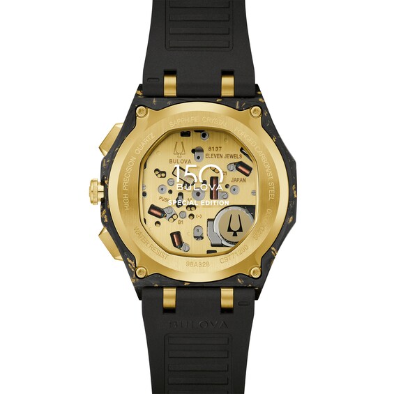 Men’s Bulova 150th Anniversary Special Edition Curve Chronograph Watch with Black Dial (Model: 98A328)