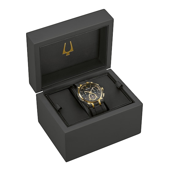Men’s Bulova 150th Anniversary Special Edition Curve Chronograph Watch with Black Dial (Model: 98A328)
