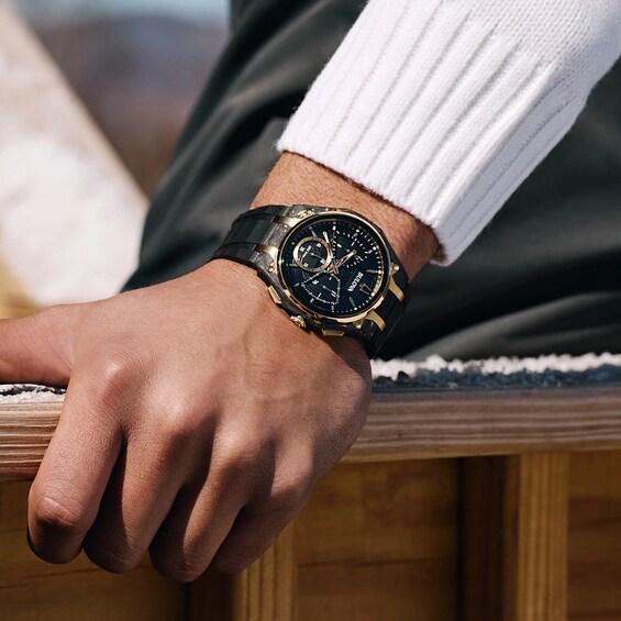 Men’s Bulova 150th Anniversary Special Edition Curve Chronograph Watch with Black Dial (Model: 98A328)