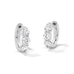 2 CT. T.W. Certified Lab-Grown Diamond Three-Stone Hoop Earrings in Sterling Silver (F/VS2)