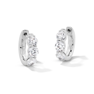 2 CT. T.W. Lab-Grown Diamond Three-Stone Hoop Earrings in Sterling Silver (F/VS2)