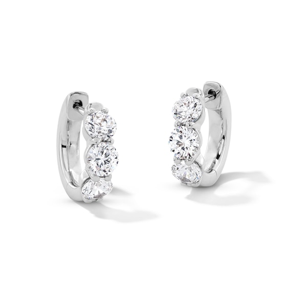 2 CT. T.w. Certified Lab-Grown Diamond Three-Stone Hoop Earrings in Sterling Silver (F/Vs2)