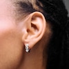 Thumbnail Image 2 of 2 CT. T.W. Certified Lab-Grown Diamond Three-Stone Hoop Earrings in Sterling Silver (F/VS2)
