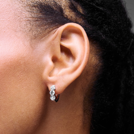 2 CT. T.w. Certified Lab-Grown Diamond Three-Stone Hoop Earrings in Sterling Silver (F/Vs2)