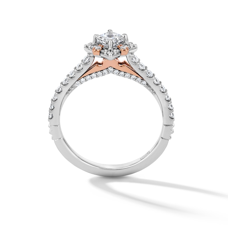 Main Image 3 of Enchanted Disney Aurora 7/8 CT. T.W. Princess-Cut Diamond Frame Engagement Ring in 14K Two-Tone Gold