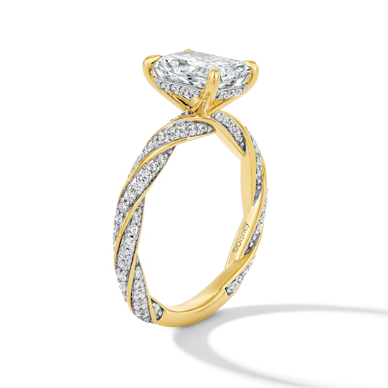 Main Image 5 of Enchanted Disney Rapunzel 3 CT. T.W. Radiant-Cut Certified Lab-Grown Diamond Ring in 14K Gold (F/VS2)