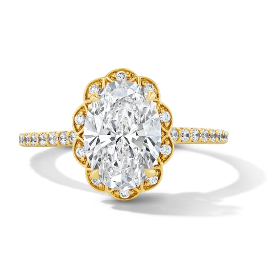Enchanted Disney Belle 2-3/8 CT. T.w. Oval Certified Lab-Grown Diamond Frame Engagement Ring in 14K Gold (F/Vs2)