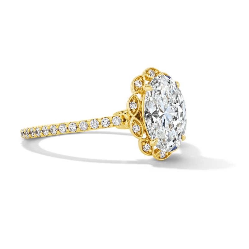 Main Image 4 of Enchanted Disney Belle 2-3/8 CT. T.W. Oval Certified Lab-Grown Diamond Frame Engagement Ring in 14K Gold (F/VS2)