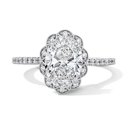 Enchanted Disney Belle 2-3/8 CT. T.W. Oval Certified Lab-Grown Diamond Frame Engagement Ring in 14K Two-Tone Gold (F/VS2)