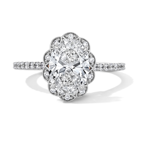 Enchanted Disney Belle 2-3/8 CT. T.w. Oval Certified Lab-Grown Diamond Engagement Ring in 14K White Gold (F/Vs2)