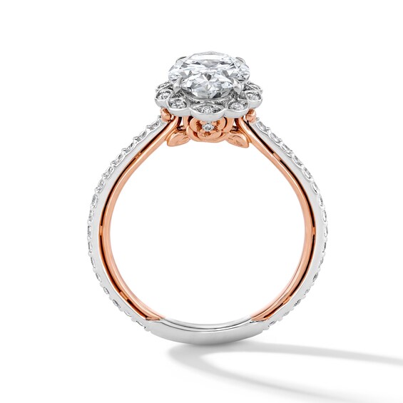Enchanted Disney Belle 2-3/8 CT. T.w. Oval Certified Lab-Grown Diamond Engagement Ring in 14K White Gold (F/Vs2)