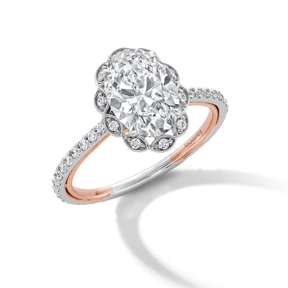 Enchanted Disney Belle 2-3/8 CT. T.w. Oval Certified Lab-Grown Diamond Engagement Ring in 14K White Gold (F/Vs2)